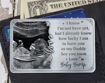 Tarjeta de bolsillo con ecografía para papá, regalo para anunciar el embarazo, tarjeta metálica personalizada con ecografía, regalo para el futuro papá, recuerdo para anunciar la llegada del bebé.