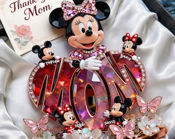 Regalo personalizado de bloque acrílico para mamá, decoración para mamá inspirada en dibujos animados con nombres de niños personalizados, recuerdo de agradecimiento para mamá, idea de regalo para el Día de la Madre.