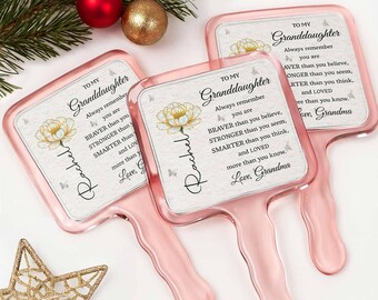 Espejo para mi nieta, espejo de mano personalizado, regalo inspirador de la abuela, regalo floral de recuerdo para la nieta.