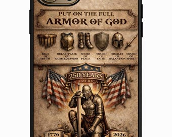 Armor of God Phone Case, Christian Patriotic iPhone Case, Custom Name Cover, Bible Verse Case, 1776 2026 America Gift, Faith Gift
