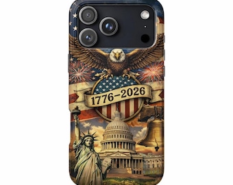 Funda para teléfono Estados Unidos 1776-2026, funda para iPhone del 250 aniversario de EE. UU., cubierta con águila patriótica y campana de la libertad del Capitolio, regalo del semiquincentenario