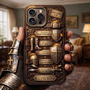 Personalized Armor of God Phone Case 2D Flat, Custom Name Christian Knight Bible Verse Case, Ephesians 6:10 Faith Gift Cover