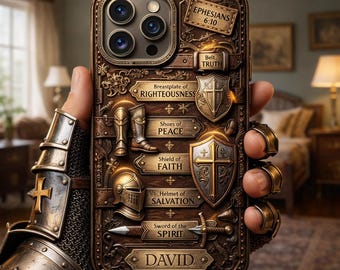 Personalized Armor of God Phone Case 2D Flat, Custom Name Christian Knight Bible Verse Case, Ephesians 6:10 Faith Gift Cover