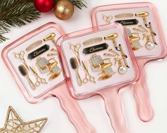 Espejo de mano personalizado para peluqueros con nombre, espejo de salón personalizado, regalo para peluqueras, regalo para estilistas