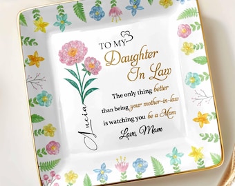 Regalo personalizado para nuera, plato floral con nombre personalizado, regalo de mamá, bandeja sentimental para nuera