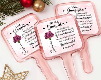 Espejo de mano personalizado para mi hija, espejo con nombre personalizado, regalo de mamá para hija, espejo inspirador para hija