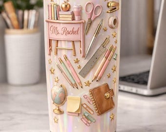 Personalisierter Lehrer Becher 2D flach, benutzerdefinierter Name Lehrer Geschenk, Zurück zu Schullehrer Tasse, Wertschätzungsgeschenk für Lehrer