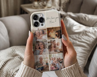 Funda para teléfono con collage de fotos personalizado, funda para teléfono con foto personalizada, regalo familiar para la abuela, regalo para Nana, funda para subir tus fotos
