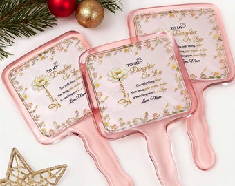 Espejo de mano personalizado para mi nuera, espejo floral con nombre personalizado, regalo de mamá, recuerdo significativo.
