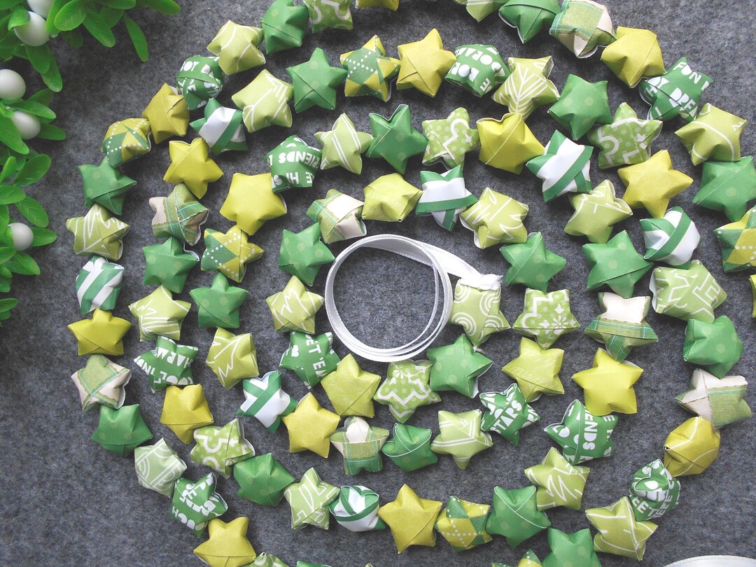 Green Origami Lucky Star Garland: 100 Handmade Paper Stars, 69" Long - Etsy