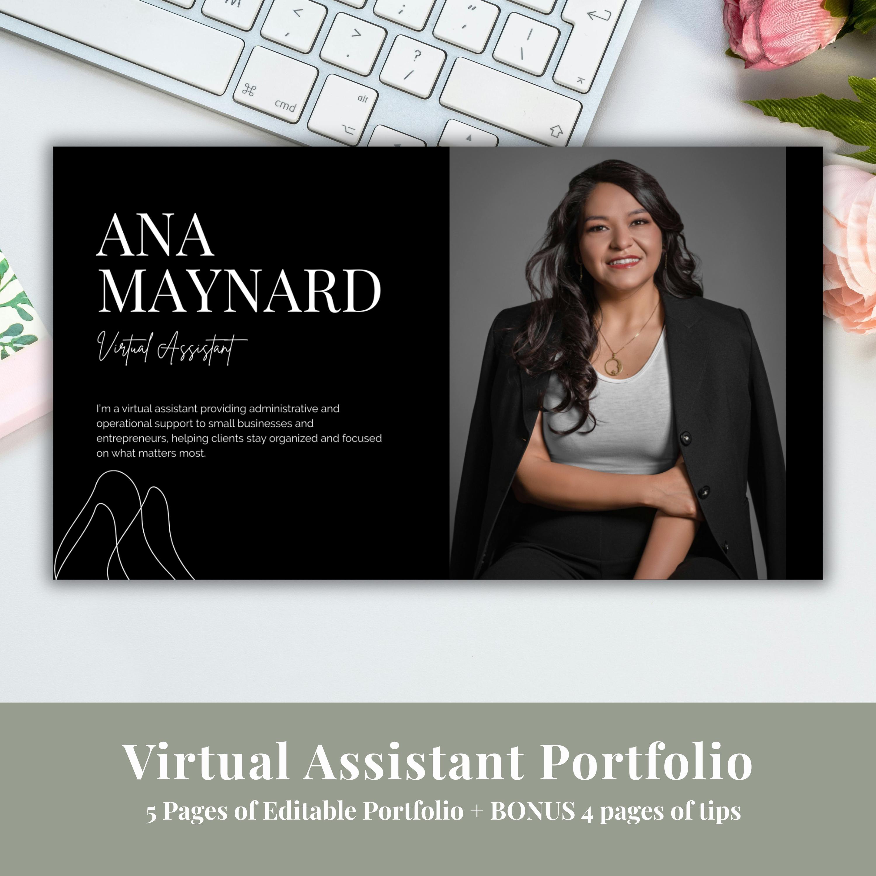 Portfolio Introduction Without Experience Examples Virtual Assistant Portfolio Template, Black Edition, Editable ...