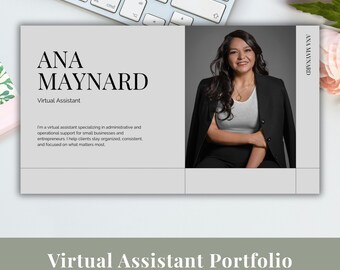Virtual Assistant Portfolio Template, Editable, Professional Portfolio for New VAs