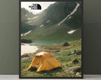 The North Face Hiking Nature Poster - Professional Backpacking Tent - Alpine Camping Gear - Hiking Sanctuary - Hiking Aesthtic - Alps