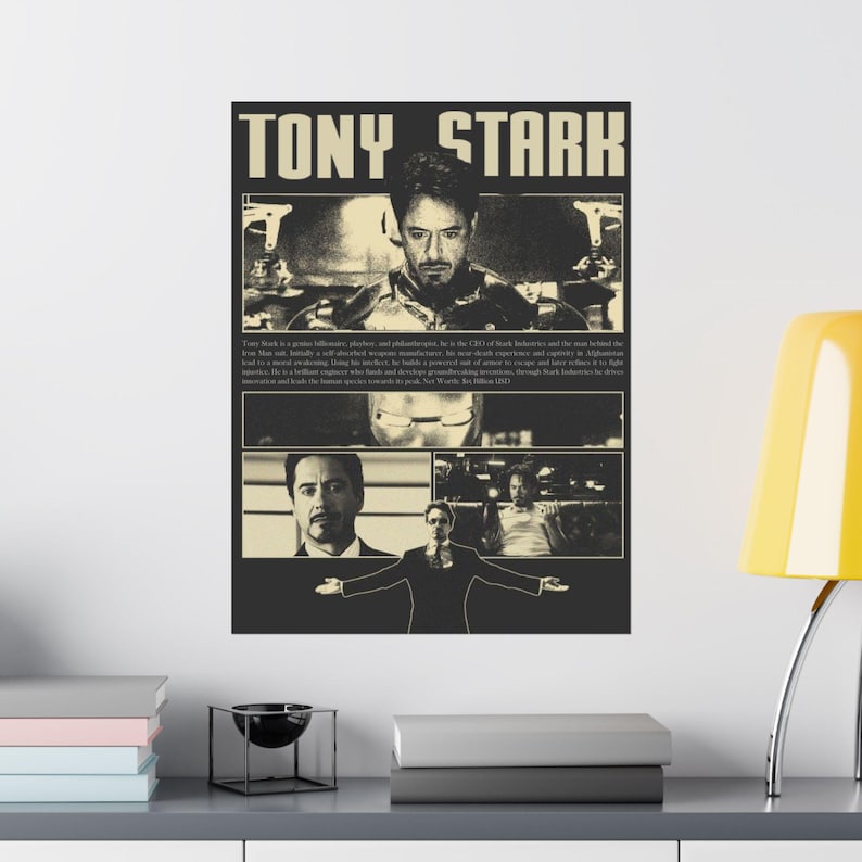 Tony Stark Retro Poster | Iron Man Poster | Vintage Superhero Wall Art | Stark Industries Print | Comic Fan Man Cave Decor | Marvel Poster imagen 1