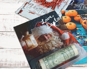 holiday money holder kit, gift card - christmas, hanukkah, halloween, general gift -  choose design