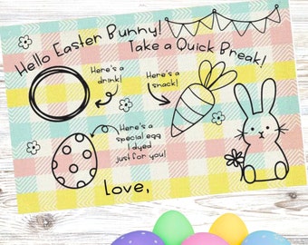 Easter Bunny snack mat - carrots, drink, and egg - can be personalized