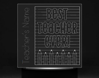 best teacher ever LED night light | engraved acrylic | teacher gift | customizable name