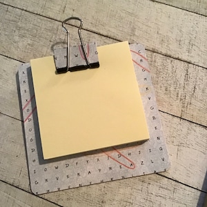 sticky note holder  mini-clip board,  magnetic memo holder - word search puzzle