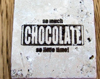 magnet, natural stone, tumbled tile  - chocolate