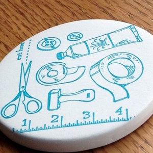 cup holder coaster, wine glass coaster - hand stamped bisque tile, absorbent --crafters tools