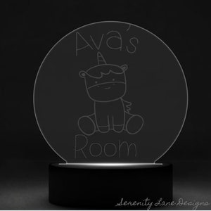 Kid's Room LED night light engraved acrylic Choose your animal customizable design image 3