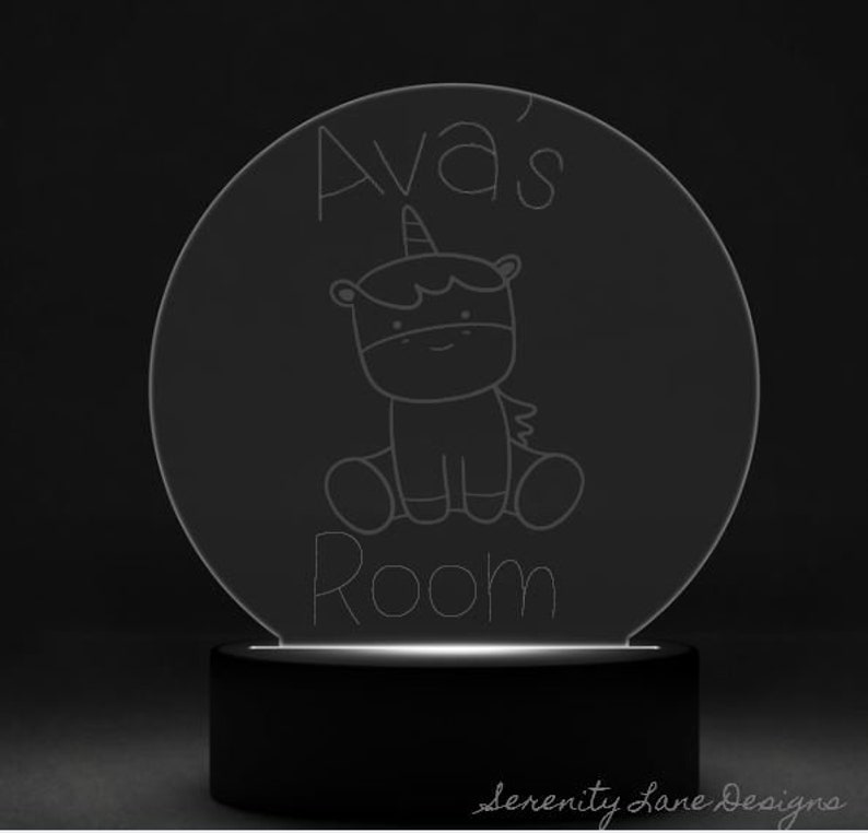 Kid's Room LED night light engraved acrylic Choose your animal customizable design image 3