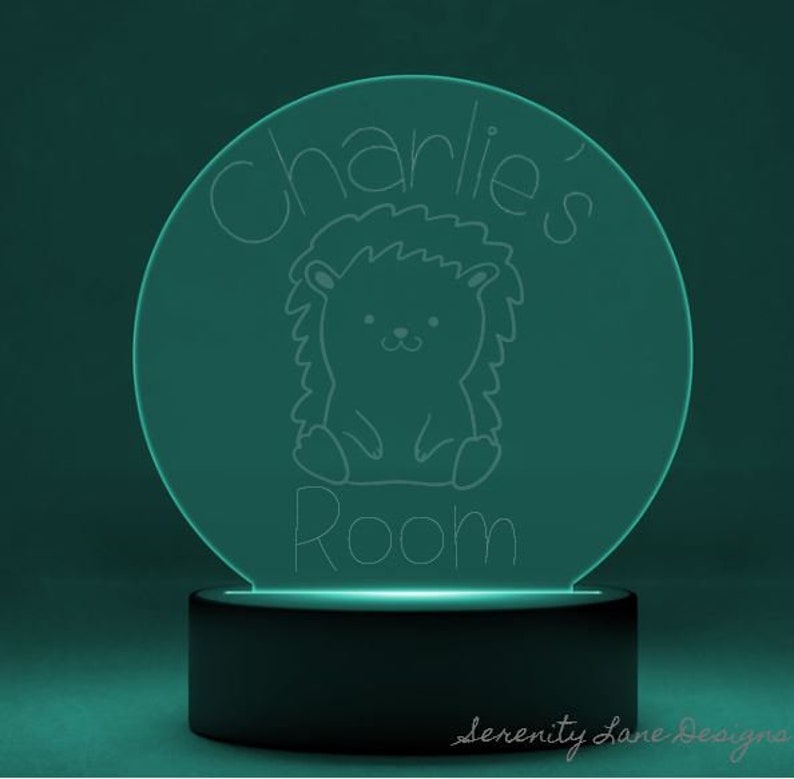 Kid's Room LED night light engraved acrylic Choose your animal customizable design image 2