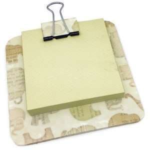 sticky note holder  mini-clip board,  magnetic memo holder - pastel elephant design