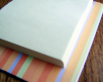 sticky note holder  mini-clip board,  magnetic memo holder - orange stripes