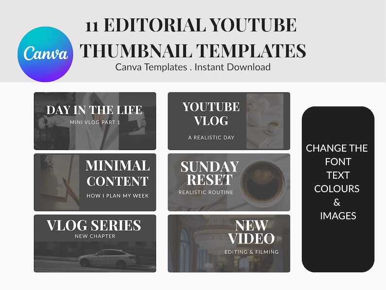 Youtube Thumbnail Templates | Editorial Youtube Thumbnails | Canva ...