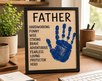 Custom Father's Day Handprint Craft, DIY Craft Gift for Dad, Dad Gift From Daughter, DIY Father's Day Handprint Wood Sign, DIY Best Dad Ever
