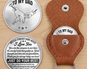 Personalized To My Dad Pocket Hug, Fathers Day Gift, Encouragement Gift Dad, You Are Stronger Than You Think Keepsake