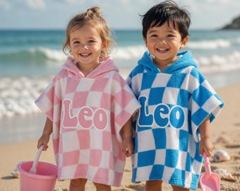 Personalized Kid Hooded Towel, Custom Kid Summer Vacation Towel, Daughter & Son Beach Towel, Toddler Pool Towel, Travel Gift For Grandkid