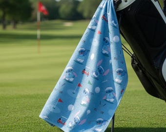 Toalla de golf de Disney Stitch, toalla de golf de microfibra de Disney Stitch, accesorio de golf con temática de Disney, regalo para golfistas, toalla de golf para abuelos