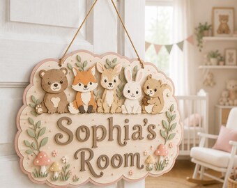 Personalized Name Sign for Nursery, Safari Animal Wooden Wall Decor, Custom Baby Name Sign, Jungle Baby Room Decor, Baby Shower Gift