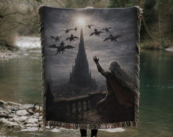 Throne of Glass Woven Blanket Sarah J Maas Manon Blackbeak Abraxos Aelin Galathynius Rowan Whitethorn Fantasy Bookish Gift