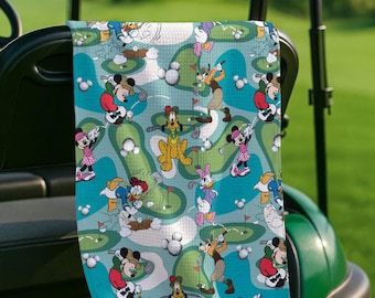 Disney golfhandduk för golfälskare, Musse Pigg Kalle Långben Pluto golfklubbhandduk, Fars dag-present till golfpappa, Disneyland golfresa