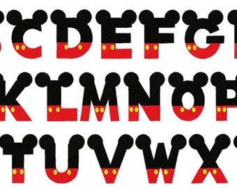 Mouse Ear Fill letters font embroidery design instant download