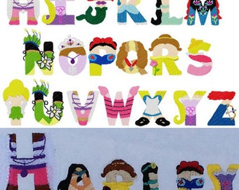 Princess Embroidery letters Disney inspired font embroidery design instant download