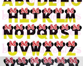 Minnie Ear Fill letters font embroidery design instant download