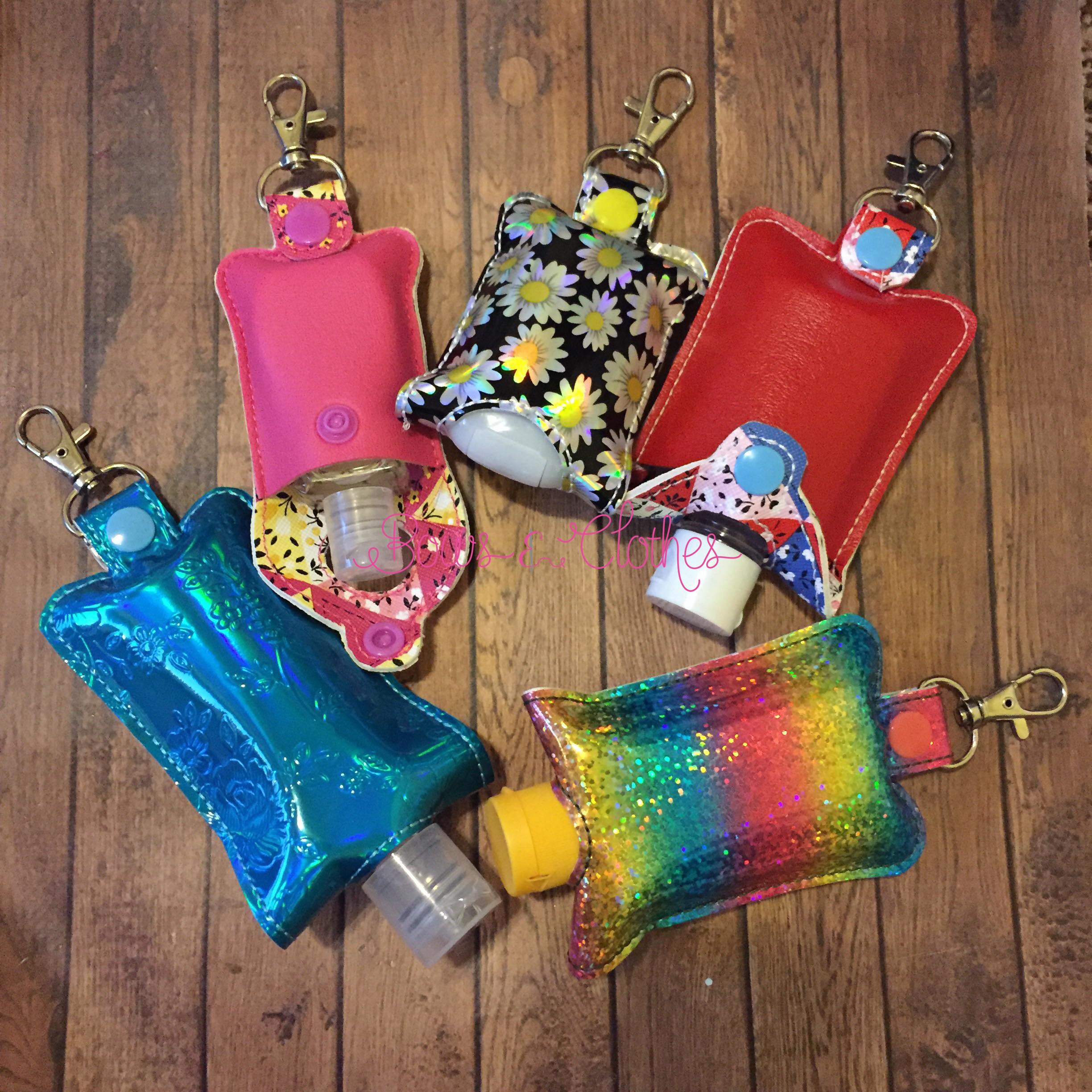 Hand Sanitizer case Snap in Back TAB In the Hoop design Etsy