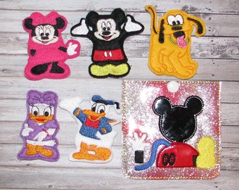 Diz finger puppets and case embroidery design digital instant download