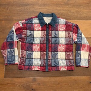 Vintage 90s Quilted Patchwork Jacket, Size Large, Cottagecore