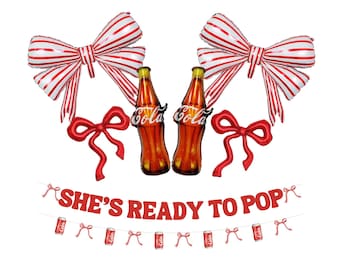 She's Ready to Pop Baby Shower Decorations Set, Cola Bottle and Bow Balloons, Banner