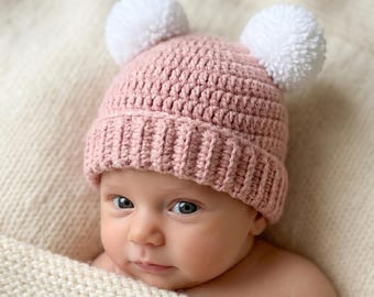 Baby Mütze Häkelmuster PDF, Bären Ohren Baby Mütze, Neugeborene Mütze Häkelanleitung, Easy Baby Mütze Häkelanleitung, Mütze mit gerippter Krempe