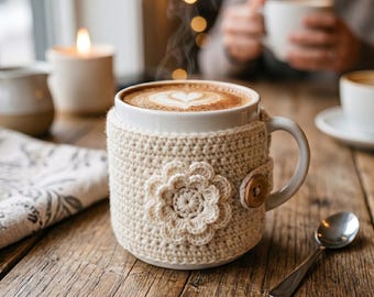 Häkelanleitung für einen Tassenwärmer (PDF), Blumenmuster für Kaffeetassen, Häkelanleitung für einen Tassenwärmer, Tassenwärmer für Anfänger