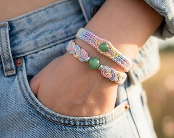 Perlen Armband Häkelanleitung PDF, Pastell Freundschaftsarmband, geflochtenes Schmuck Häkelmuster, einfaches Armband für Anfänger, Instant Download