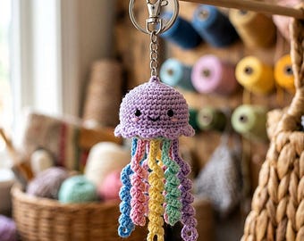 Qualle Schlüsselanhänger Häkelanleitung, Amigurumi Meerestier (PDF Download)