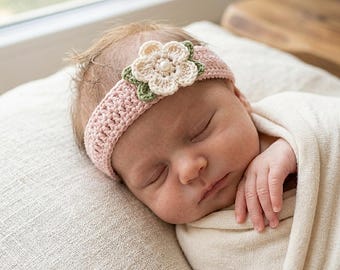 Baby Blumen Stirnband Häkelanleitung, Neugeborenen Stirnband Häkelanleitung, Baby Mädchen Blumen Stirnband häkeln.