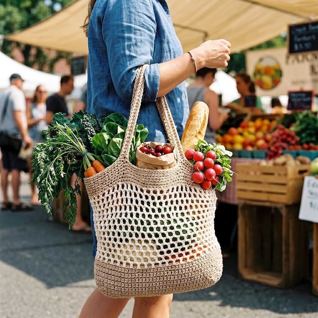Crochet Market Tote Bag Pattern PDF, Mesh Grocery Bag Pattern, Beginner ...